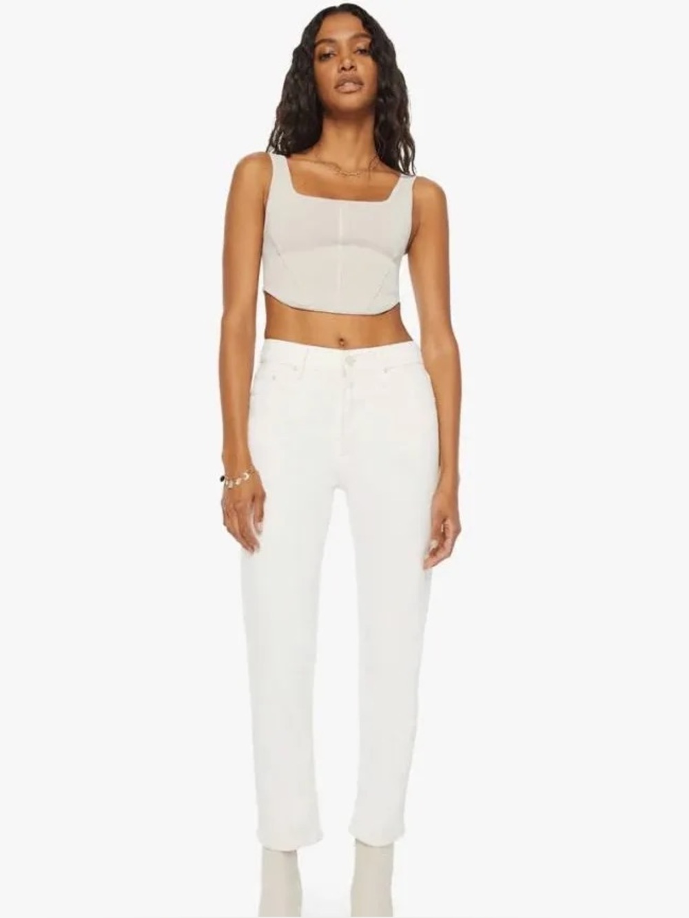 MOTHER The Tomcat Ankle Cream Puffs Off White Straight Jean 32 EUC